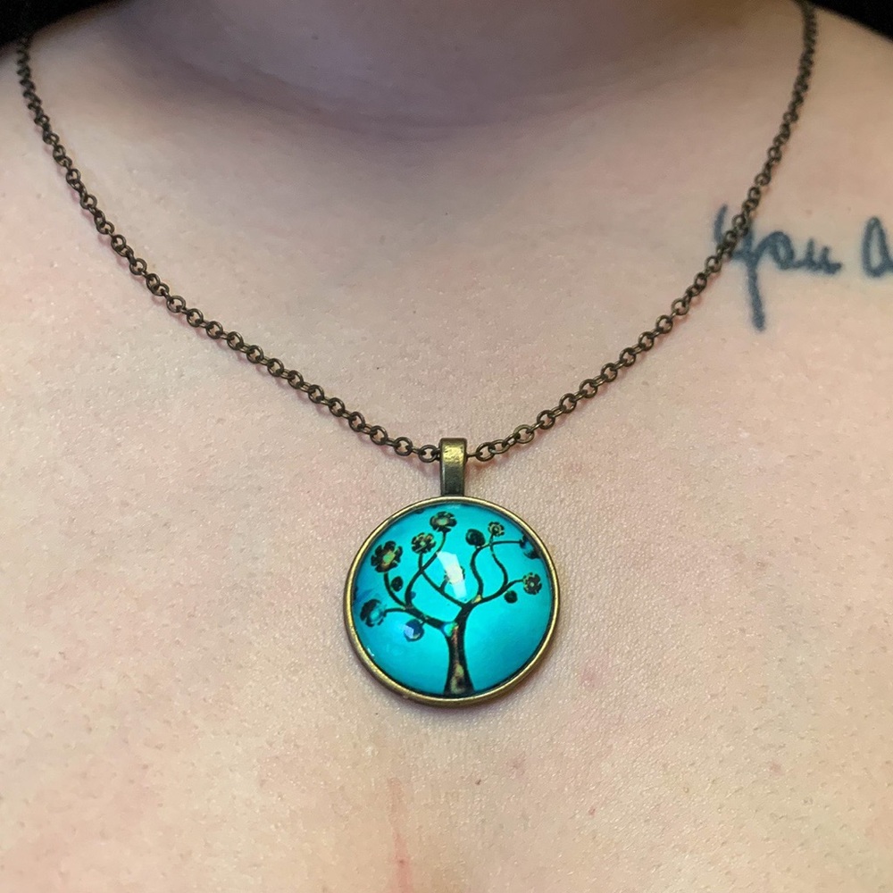 Blue Resin Tree Necklace